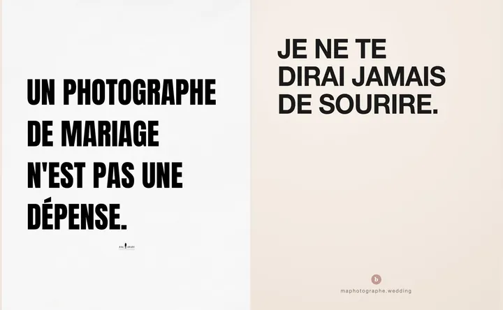 L'original admiré à gauche, sa reproduction à droite, sur le sujet « photographie de mariage »