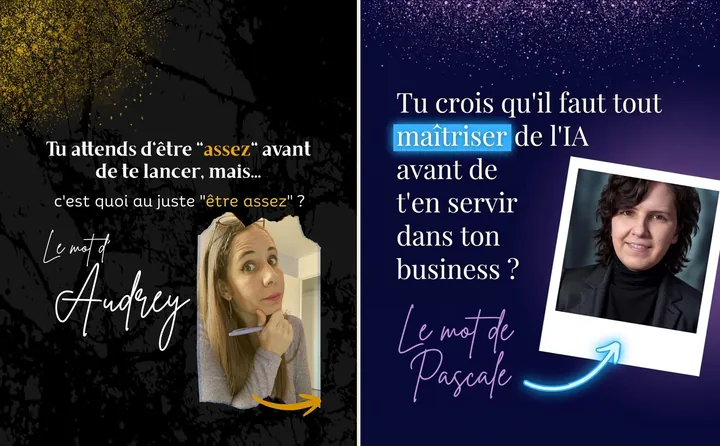 L'original admiré à gauche, sa reproduction à droite, sur le sujet « stratégie IA pour solopreneurs »