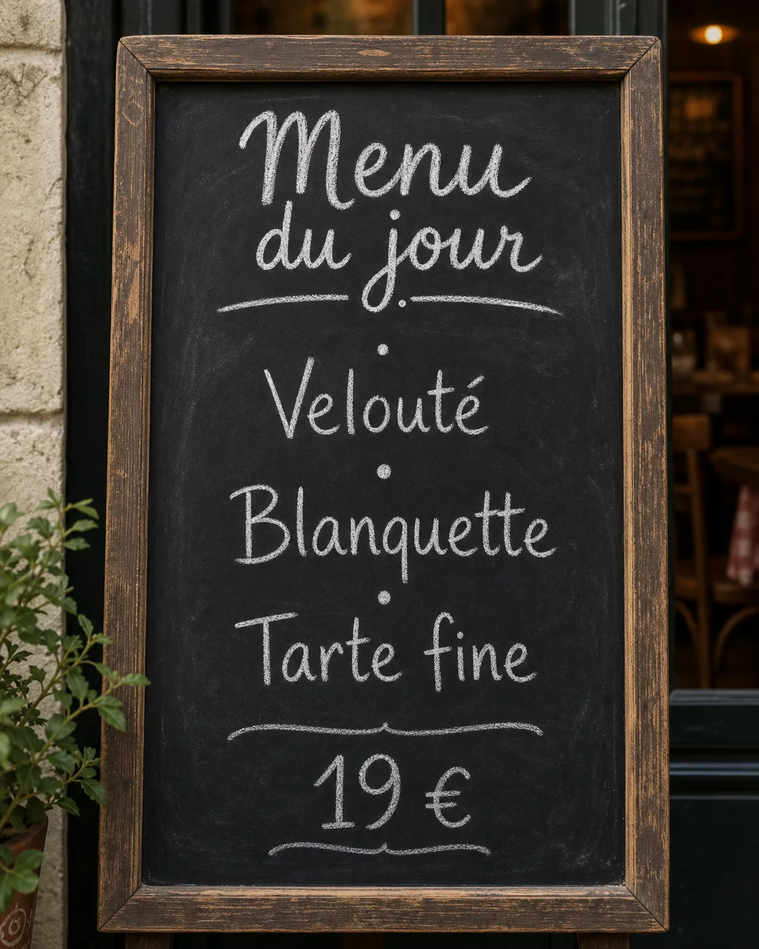 L'ardoise du menu du jour : rendu du Mode Libre