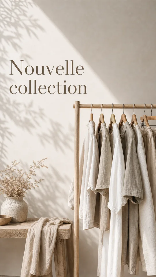 Story 9:16 recomposée par l'IA d'images : la bannière « Nouvelle collection », la scène réarrangée au format