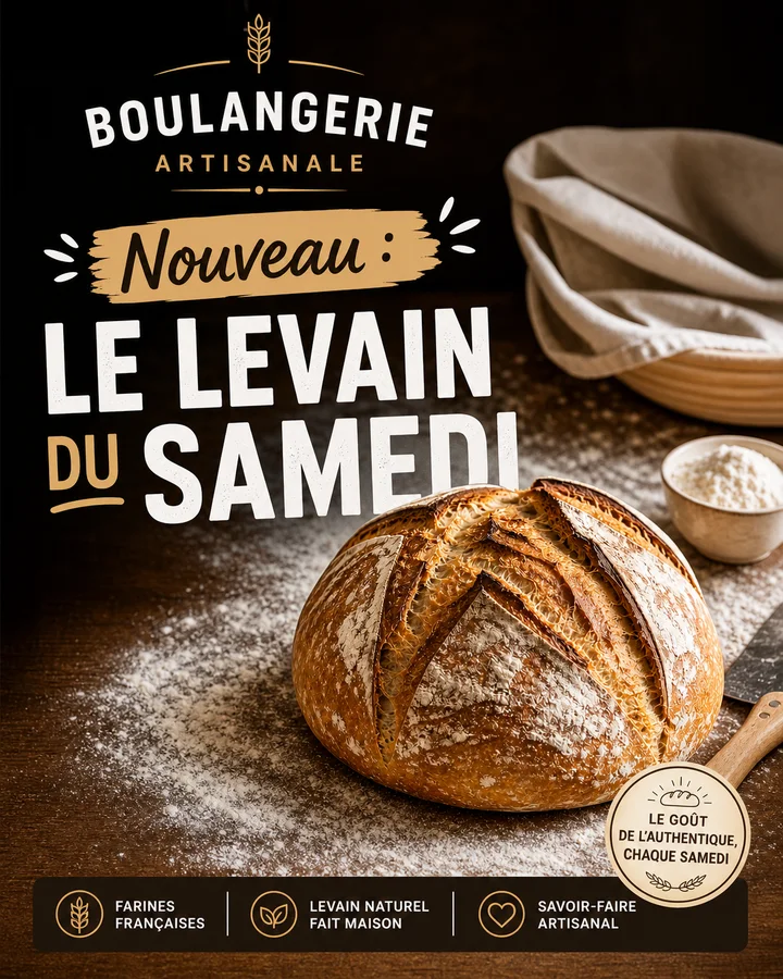 Post 4:5 recomposée par l'IA d'images : la bannière du levain du samedi, la scène réarrangée au format