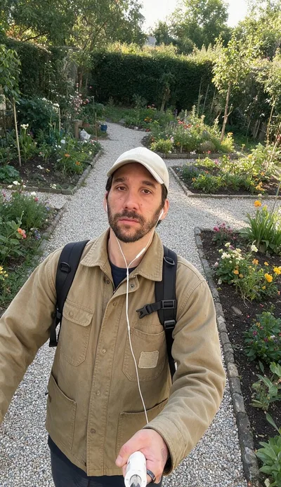 Sa retouche : le même visage dans un jardin